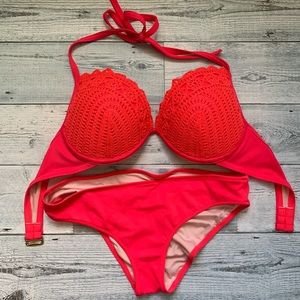 Shade & Shore neon coral bikini